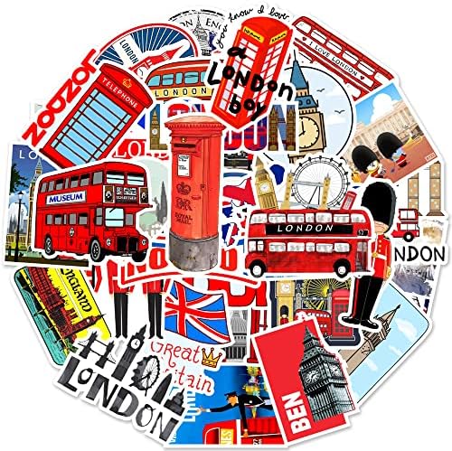 Kırmızı Otobüsler Çıkartmalar Londra Tatil Seyahat Çıkartmalar Paketi 50 adet-Laptop için Uygun Seyahat Çantası Dizüstü