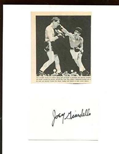 Joey Giardello İmzalı Çizgisiz İndeks Kartı 8,5 X 11 Kağıt İmzalı Boks Fotoğraflarına Bantlanmış