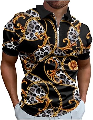 FSAHJKEE Erkek POLO GÖMLEK, 2023 Grafik Düzenli Fit Kısa Kollu Fermuar Golf Gömlek Performans rahat T-shirt Polo tişört