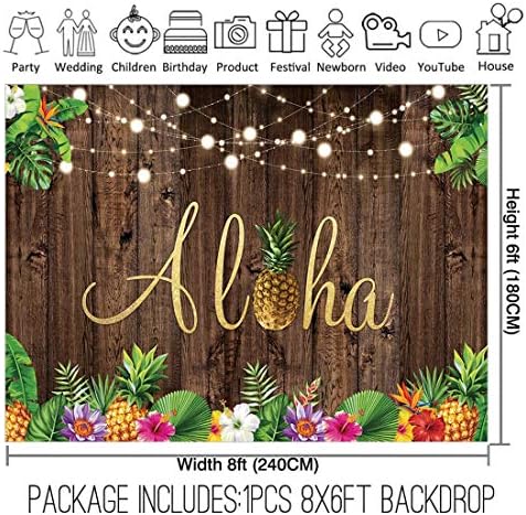 Allenjoy 8x6ft Aloha Rustik Ahşap Zemin için Yaz Tropikal Hawaii Plaj Luau Parti Fotoğraf Arka Plan Doğum Günü Afiş