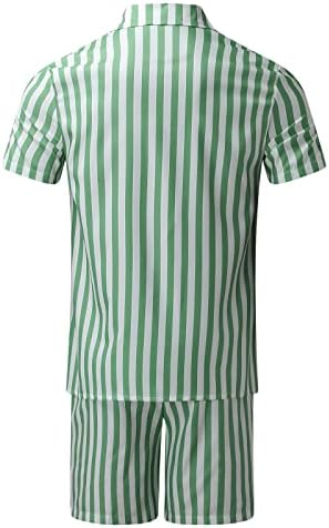 Erkekler İlkbahar Yaz İki Parçalı Set Plaj Kısa Kollu Gömlek Kısa Pantolon Seti Cepli Erkek Takım Elbise 42 Düzenli