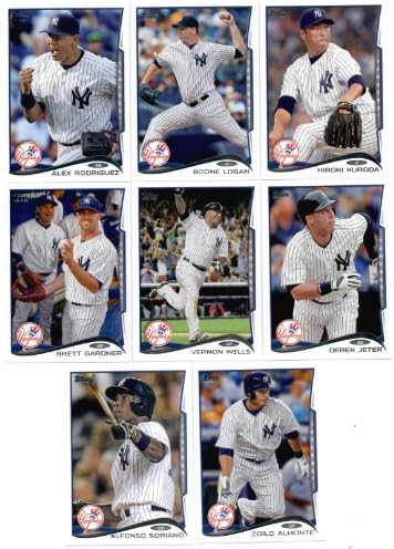 2011, 2012,2013 ve 2014 Topps New York Yankees Beyzbol Kartı Takım Setleri (Dört Yılın Tamamından 1. ve 2. Serileri