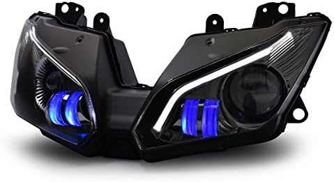 KT Tam LED far takımı Kawasaki için 650 2015-2018 Mavi DRL Özel Modifiye Motosiklet Ön Kafa Lambası Yüksek / Düşük
