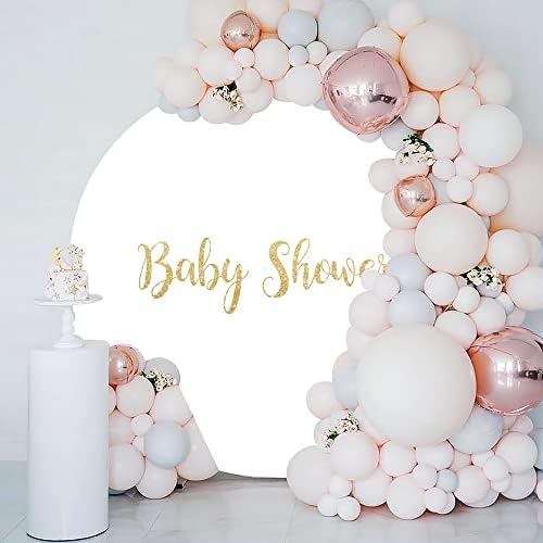 Bebek Duş Yuvarlak Zemin Örtüsü, Uııooazy Beyaz Polyester Altın Bebek Duş Harfler 7x7ft Yuvarlak Daire Arka Plan Standı