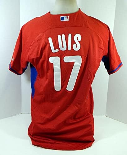2014-15 Philadelphia Phillies Luis 17 Oyun Kullanılmış Kırmızı Forma ST BP 46 521 - Oyun Kullanılmış MLB Formaları