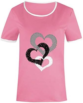 Dışarı çıkmak Kadınlar için Moda Gömlek Kalp Baskı T-Shirt Sevimli Yaz Bluzlar Tees Tişörtü 2023