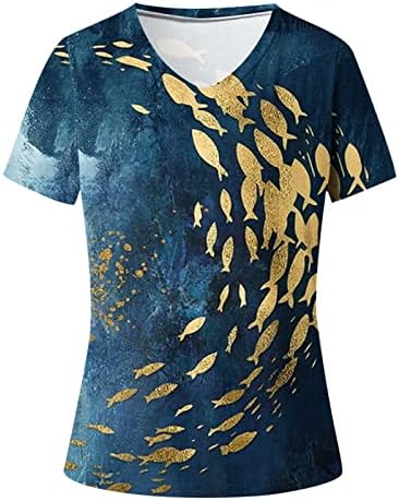 pbnbp Bayan Yaz Gevşek Gömlek Yenilik Kısa Kollu Kelebek Tunik Üstleri Baskılı V Boyun Günlük Giyim Moda T Shirt Blusas