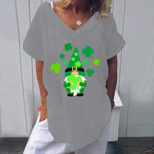 CGGMVCG Bayan St Patrick Günü Gömlek kadın St. Boyun Kısa Casual Bluz Kollu tişört Üst St Patrick Günü Kadınlar için