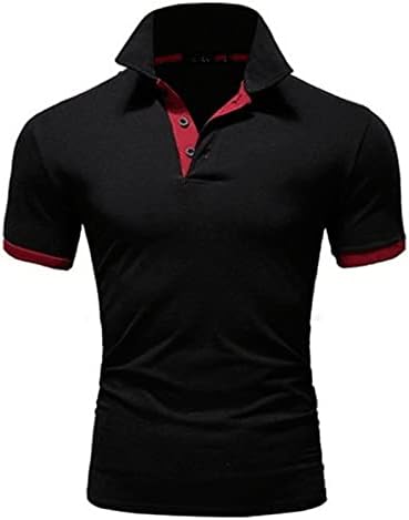 WENKOMG1 erkek Sıkıştırma İş polo gömlekler 1/4 Düğme Açık Elbise Gömlek Kısa Kollu patchwork tişört