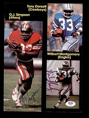 OJ Simpson Tony Dorsett Earl Campbell Montgomery PSA DNA İmzalı 8x10 Fotoğraf İmzalı NFL Fotoğrafları
