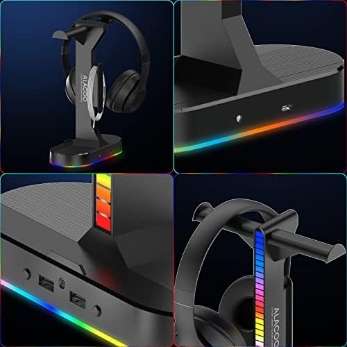 RGB Kulaklık Tutucu-Oyun Kulaklığı Standı, 2USB Bağlantı Noktasına ve 3,5 mm Ses Bağlantı Noktasına Sahip Kulaklık