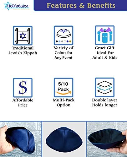 10'lu veya 30'lu Paket-Erkekler ve Erkekler için Hq 19/20CM Saten Kippah, İsrail'de Tasarlanan Yamaka Şapka-Kippot