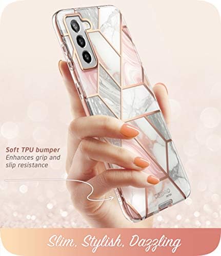 ı - Blason Cosmo Serisi Samsung Galaxy S21 Artı 5G Durumda, ince Şık Koruyucu Kılıf Olmadan Ekran Koruyucu (Mermer)