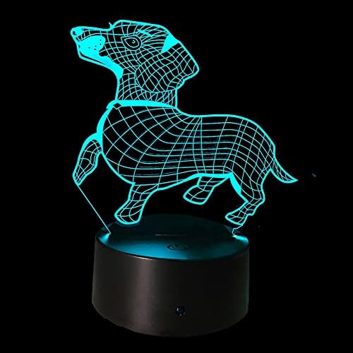 3D Köpek hayvan LED gece ışığı dokunmatik anahtarı dekor masa masa optik Illusion lambaları 7 renk değiştirme ışıkları