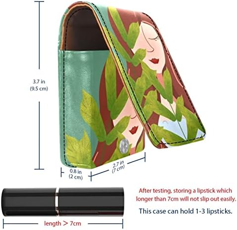 ORYUEKAN Ruj Durumda Ayna ile Sevimli Taşınabilir Makyaj Çantası kozmetik çantası, Modern Soyut Sanat Kız