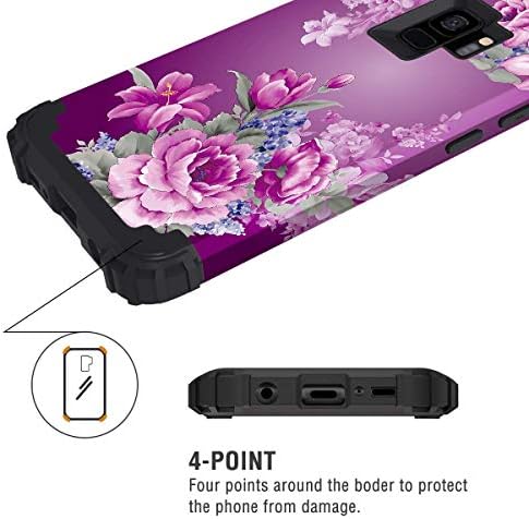 Pandawell Uyumlu Galaxy S9 Kılıf Çiçek 3 1 Ağır Hibrid Sağlam Yüksek Darbe Darbeye Koruyucu Kapak Kılıf Samsung Galaxy