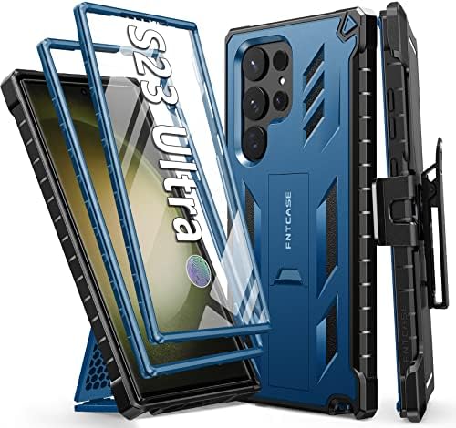 Samsung Galaxy S23 Ultra Kılıf için FNTCASE: Dahili Ekran Koruyucu ve Kickstand, Ekstra Ön Çerçeve, Tam Vücut Çift