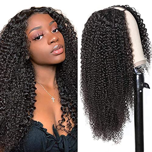 Hepoiss Afro Kinky kıvırcık insan saçı peruk U parçası insan saçı, brezilyalı işlenmemiş insan saçı tutkalsız makine