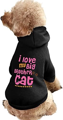 I Love My Big Brother Kedi Pet Hoodie Şapka ile Kış Kapüşonlu Sweatshirt Köpek Kedi Köpek Kıyafeti Sevimli Kostüm