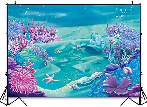 COMOPHOTO Altında Deniz Mermaid Zemin Derin Mavi Deniz Kale Kabuk Fotoğraf Arka Plan Çocuk Çocuk Mermaid Temalı Doğum
