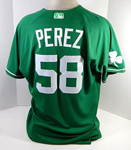 2020 Detroit Tigers Franklin Perez 58 Oyun Verilen Yeşil Jersey St Patricks 48 9 - Oyun Kullanılan MLB Formaları