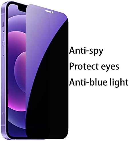 BWEDXEZ 3 Paket Anti-Mavi Gizlilik Temperli Cam için Uygun iPhone 12 / iPhone 12 Pro Anti-Casus Ekran Koruyucu Anti-Gözetleme