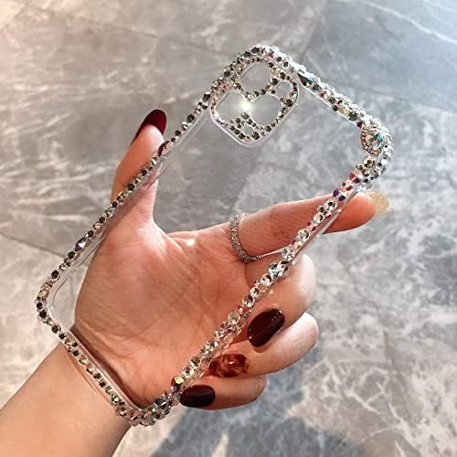 MOSEZA iPhone 13 için Kılıf Sparkle Glitter Bling Silikon Rhinestone Sevimli Koruyucu Telefon Kılıfı için Kadın Kız