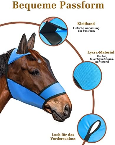 Petbank At Sinek Maskesi UV Koruması Kulak Fileli/Perçinli Delikli/Yansıtıcı Süslemeli At Sinek Maskesi At için Esnek