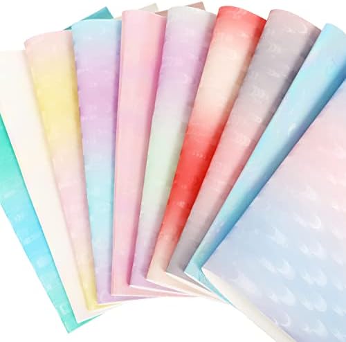 Funcolor Holografik Suni Deri Levhalar: 10 adet Renkli Dalga Desenli Şerit Kabartmalı Deri Paket 8X12 İnç Sentetik