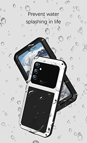 FONREST Tam Vücut Sağlam Kılıf Samsung-Galaxy-A34-5G, ağır Metal Zırh Darbeye Snowproof Hibrid Alüminyum Silikon Açık