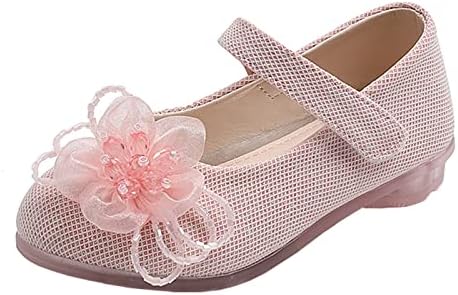 Bebek Kız Elbise Ayakkabı Mary Jane düz ayakkabı Rahat Kayma Çiçek Bale Düz Parti okul ayakkabısı (Pembe, 4.5 Yıl