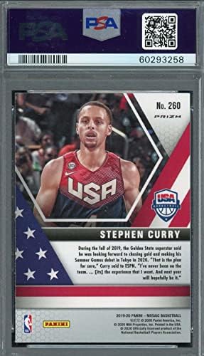 Stephen Curry 2019 Panini Kırmızı Mozaik Basketbol Kartı 260 Dereceli PSA 10