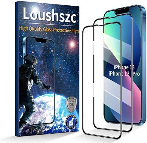 iPhone13/iPhone13 Pro için Loushszc Temperli Cam Ekran Koruyucu, (2 Paket) Süper Net Tam Ekran Kapsama iPhone 13 ve