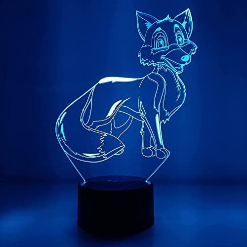 SUPERRUİDALONG 3D yaratıcı tilki gece ışıkları uzaktan kumanda 16 renk Illusion akrilik LED Masa başucu lambası çocuk