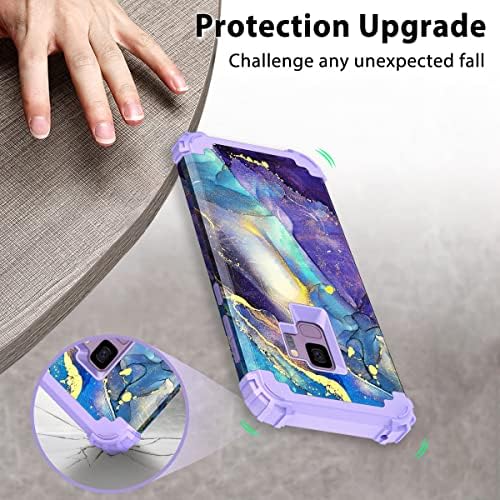 Rancase Galaxy S9 Durumda, Üç Katmanlı Ağır Darbeye Dayanıklı Koruma Sert Plastik Tampon +Yumuşak silikon kauçuk Koruyucu
