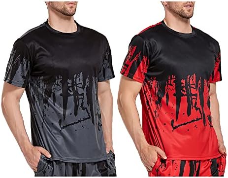 CenConel erkek Grafik T-Shirt Kısa Kollu Nem Esneklik Egzersiz Atletik Koşu Spor Rahat Tee Gömlek