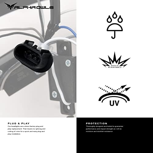 Alfa Baykuşlar 7180123 Quad-Pro Serisi Tam LED Projektör Farlar Beyaz led ışık Çubuğu ve Sıralı Sinyal-Siyah Amber