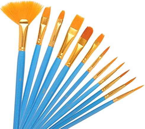 SXDS 12 Adet İnci Mavi Çubuk Boyama Suluboya Kalem Seti Naylon Fan Yağlı Boya Fırçası DIY Akrilik Boya Fırçası