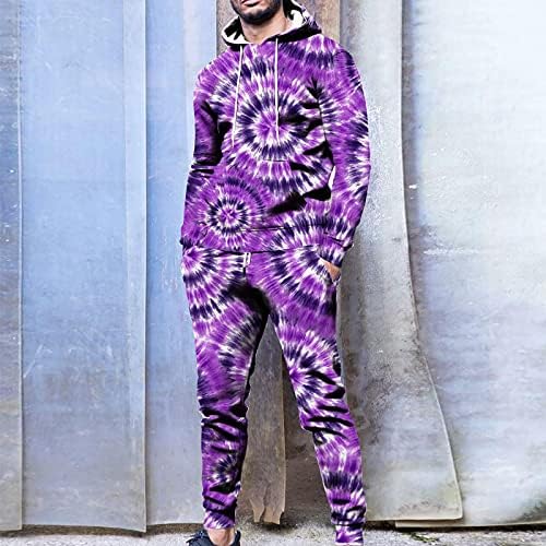 Erkek Moda eşofman takımı Kravat boya Baskılı Uzun Kollu Kapüşonlu Sweatshirt Sweatpants Suit Hoodies Spor Kıyafetler