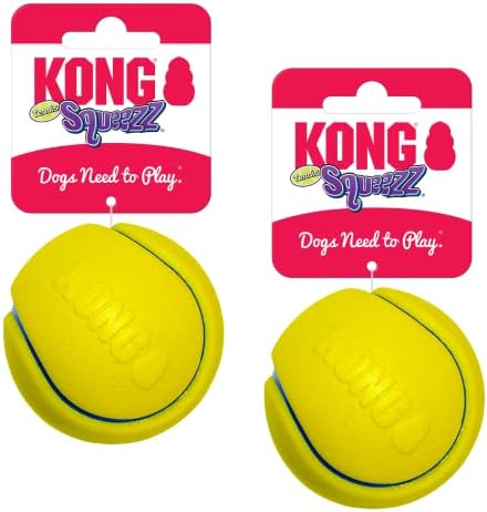 Kong Squeezz Tenis Topu Köpek Oyuncak-Uzun Ömürlü Oyun için Çeşitli Renklerde Büyük-2 Paket