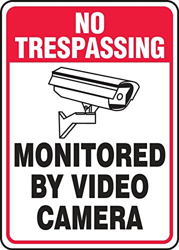 Accuform MASE901VS Yapışkanlı Vinil Güvenlik İşareti, GrafikliVideo Kamera Tarafından İzinsiz Girilmez Efsanesi, 14