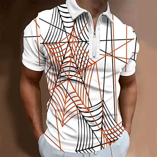 2023 Yeni Erkek Yaz Dijital 3D Baskı Moda Posteri Yaka Fermuar Kısa Kollu Gömlek T Shirt Üst Bluz