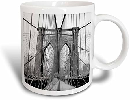 3dRose Brooklyn Köprüsü 1948 New York Seramik Kupa, 11 oz, Beyaz
