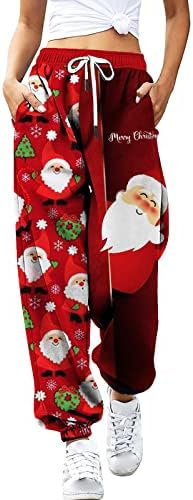 Kadınlar Noel Baskı Sweatpants Sıkı Yüksek Belli Sweatpants Ren Geyiği Yürüyüş Atletik Baggy dinlenme pantolonu