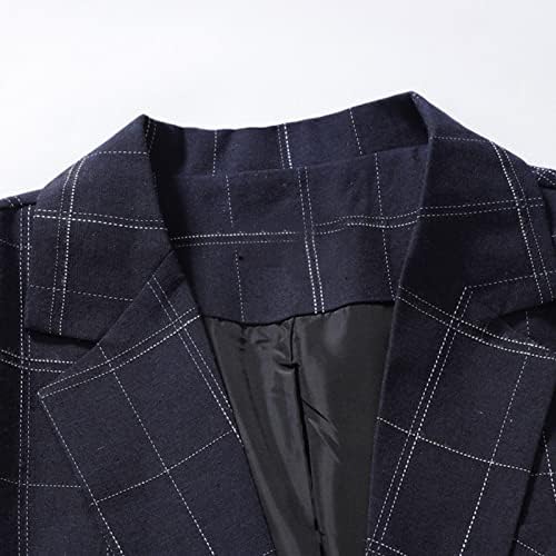 Erkek Premium Balıksırtı Ekose Slim Fit Smokin Balo Düğün Damat Takım Elbise Rahat Bir Düğme Blazer Ceket Spor Ceket