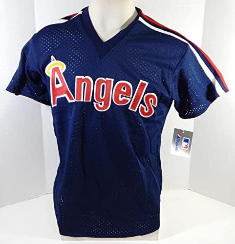 1983-90 California Angels Boş Oyun Yayınlandı Mavi Forma Vuruş Uygulaması L 701-Oyun Kullanılmış MLB Formaları
