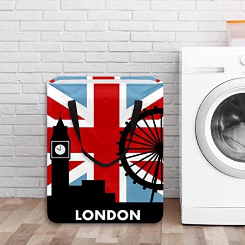 İNGİLTERE İngiliz Bayrağı Londra Baskı Katlanabilir çamaşır sepeti, 60L Su Geçirmez çamaşır sepetleri Çamaşır Kutusu