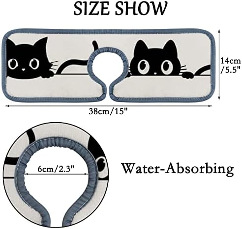 Emici Mutfak Musluk Mat 2 Parça Komik Siyah Kediler Dışarı Bakıyor Musluk Lavabo Splash Guard Banyo Sayacı, musluk