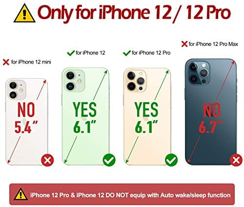 TUCCH Cüzdan Kılıf iPhone 12 Pro / iPhone 12 5G, RFID Engelleme Kart Yuvası Standı [Darbeye Dayanıklı TPU İç Kılıf]