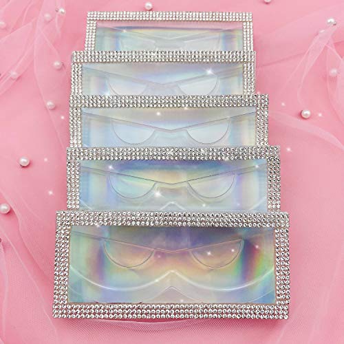 MissWink Gümüş Elmas Kirpik Ambalaj 5 / adet Kirpik Kutusu Kirpik Durumda Sahte Clis Glitter 3D Vizon Kirpiklere Holografik